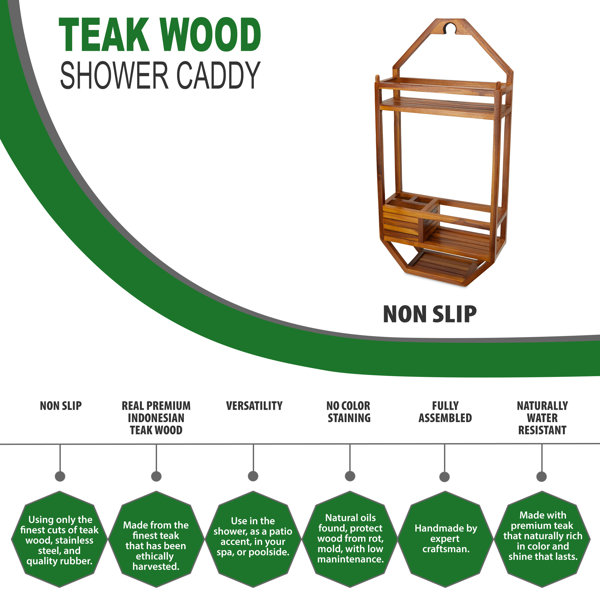 TeakCraft Hanging Teak Shower Caddy & Reviews Wayfair